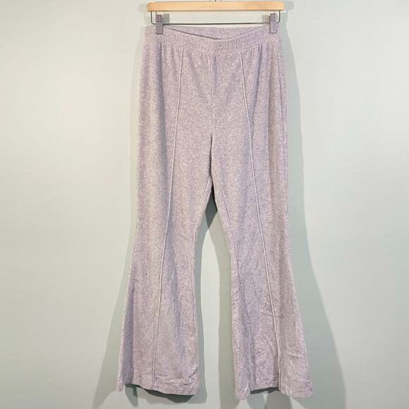Aerie Women's Light Grey Ribbed Flared Corduroy Pull On Sweatpants Size M - Picture 1 of 7